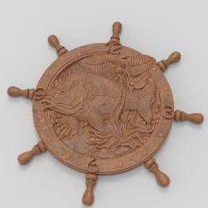 3D модель для станка с ЧПУ  Часы рыболовные штурвал