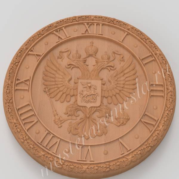 3D модель для ЧПУ  Часы с гербом РФ_дуб