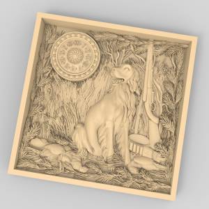 Купить 3D модель Панно-Часы "На охоте"