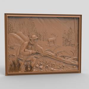 3D модель для ЧПУ  Панно охотник