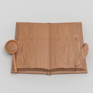 3D  модель Книга с пером и лупой