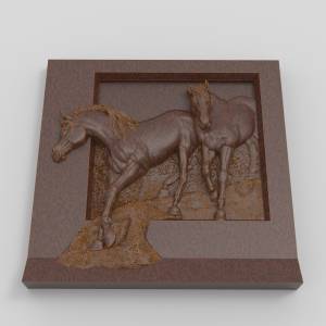 3D  модель Две лошади панно