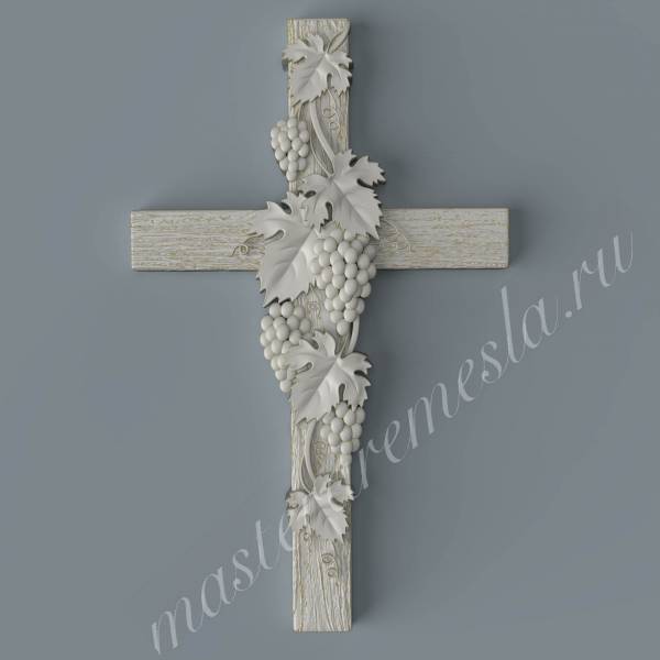 модель для CNC  станков Крест резной с лозой 16 3D модель Крест резной с лозой 16