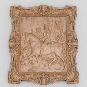 Купить 3D модель Панно рыцарь на коне